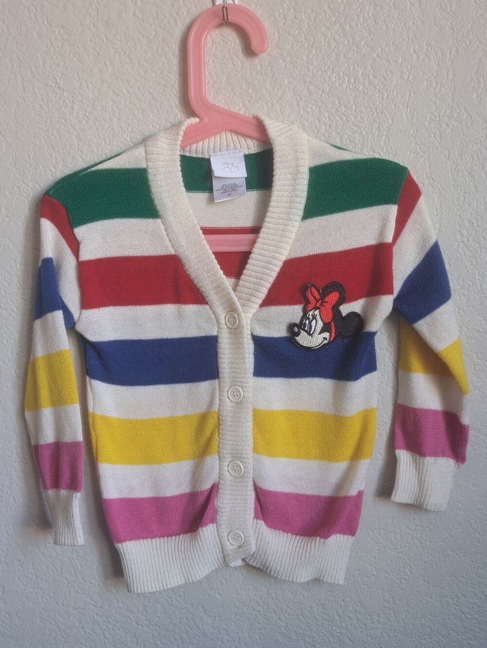 Disney Girls Colorful Striped Minnie Button Cardigan Sweater Size 2T